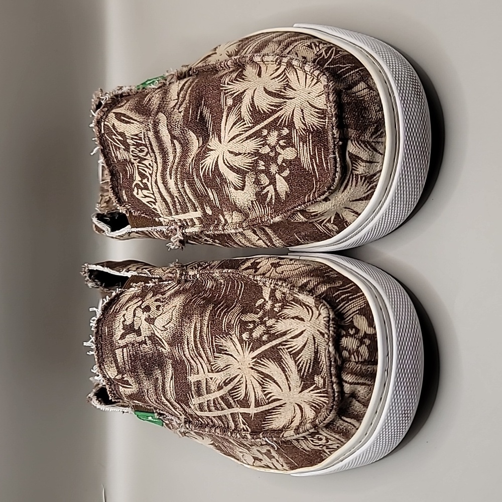 SANUK Sidewalk Surfers Shoes Men's Sz 9 Brown Frayed Palms Canvas Slip-On Beachy - Picture 2 of 10